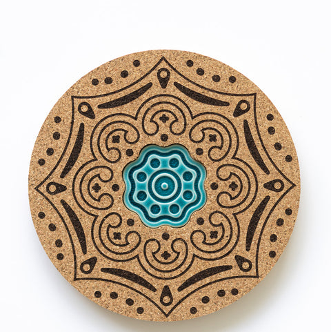 Cork and blue ceramic base