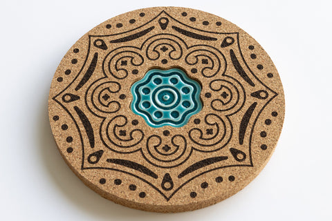 Cork and blue ceramic base