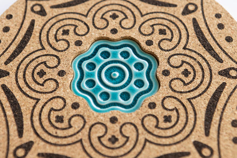 Cork and blue ceramic base