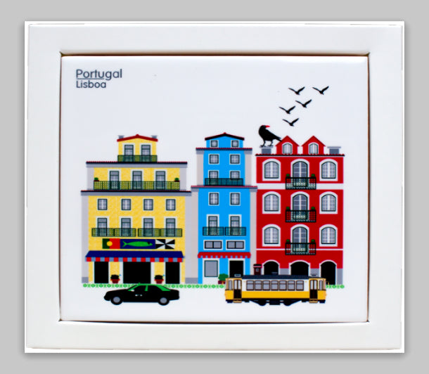 Lisboa Typical Houses Printed Tile coaster