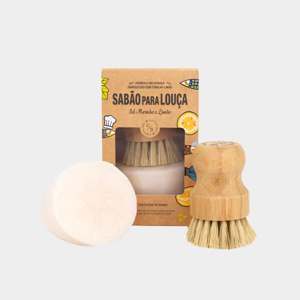 Set de Cepillo de Bambú y Jabón de Vajilla Sardina