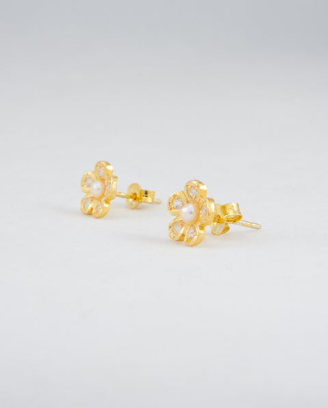 Flower Gold Silver Earrings