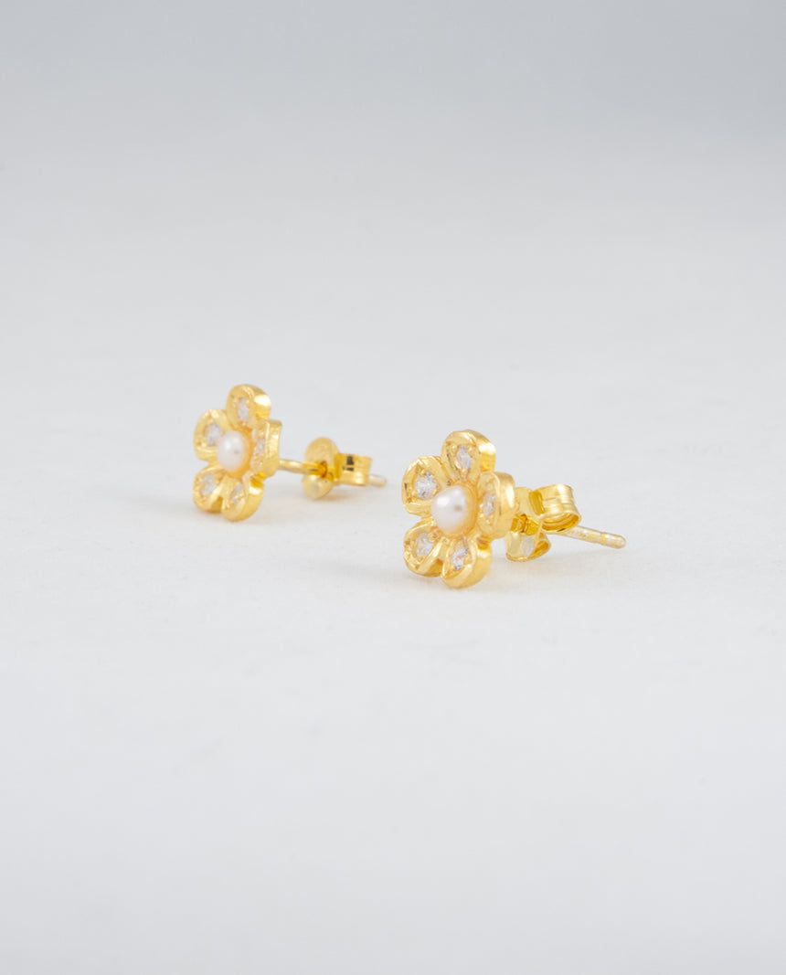 Flower Gold Silver Earrings