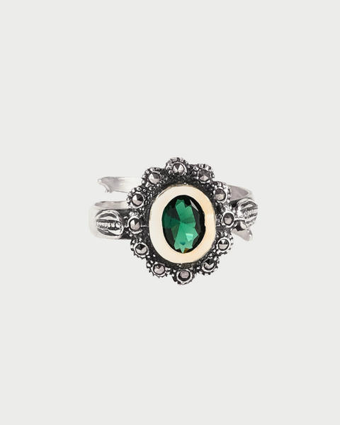 Anel Verde Marcasites