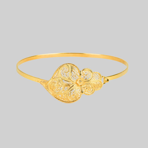 Pulseira Bangle Coração de Viana em Prata Banhada a Ouro