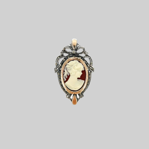 Broche Camafeu com Marcasitas em Prata e Ouro