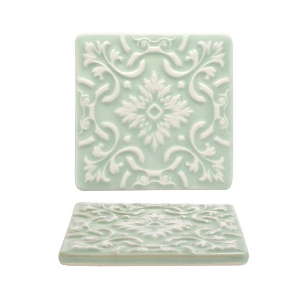Caja de posavasos cuadrados de cerámica