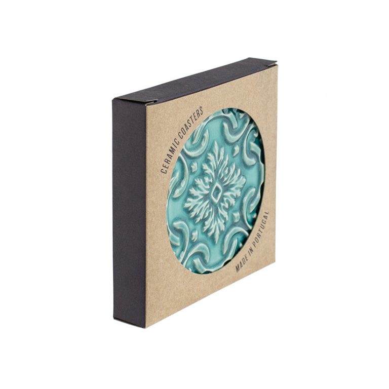 Caja de posavasos cuadrados de cerámica