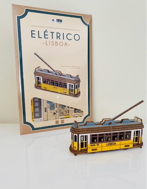 Tranvía de Lisboa 3D Puzzle magnético de madera