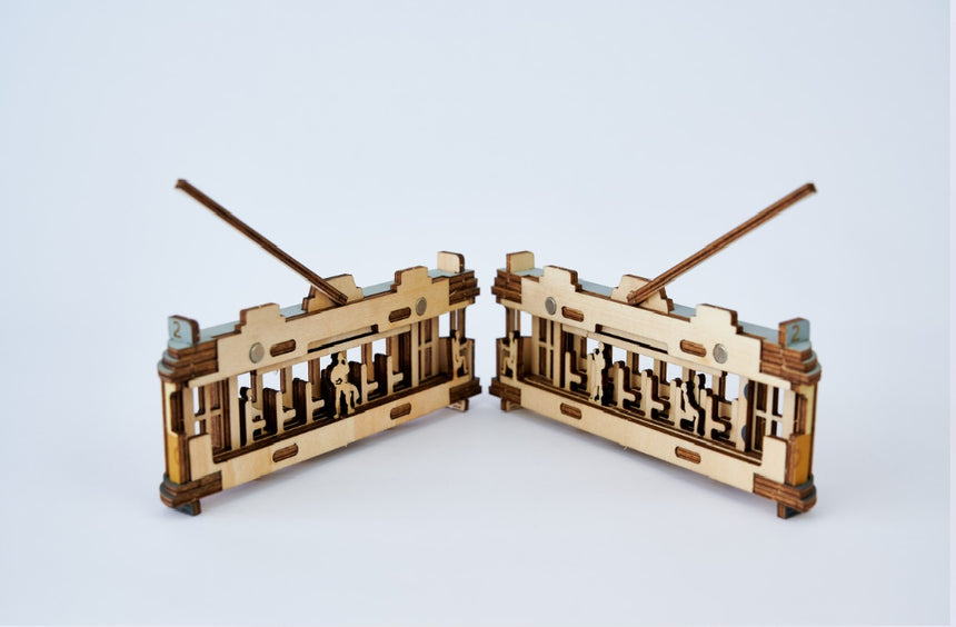 Tranvía de Lisboa 3D Puzzle magnético de madera